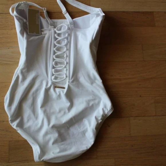 MICHAEL KORS BACK LACE UP ONE PIECE SWIMSUIT WHITE SWIMWEAR SIZE 8, 14 new!!! - Picture 16 of 16